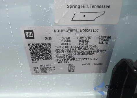 2025 Cadillac Lyriq Sport 2 Rwd из США, поврежденный, VIN 1GYKPWRL1SZ317847